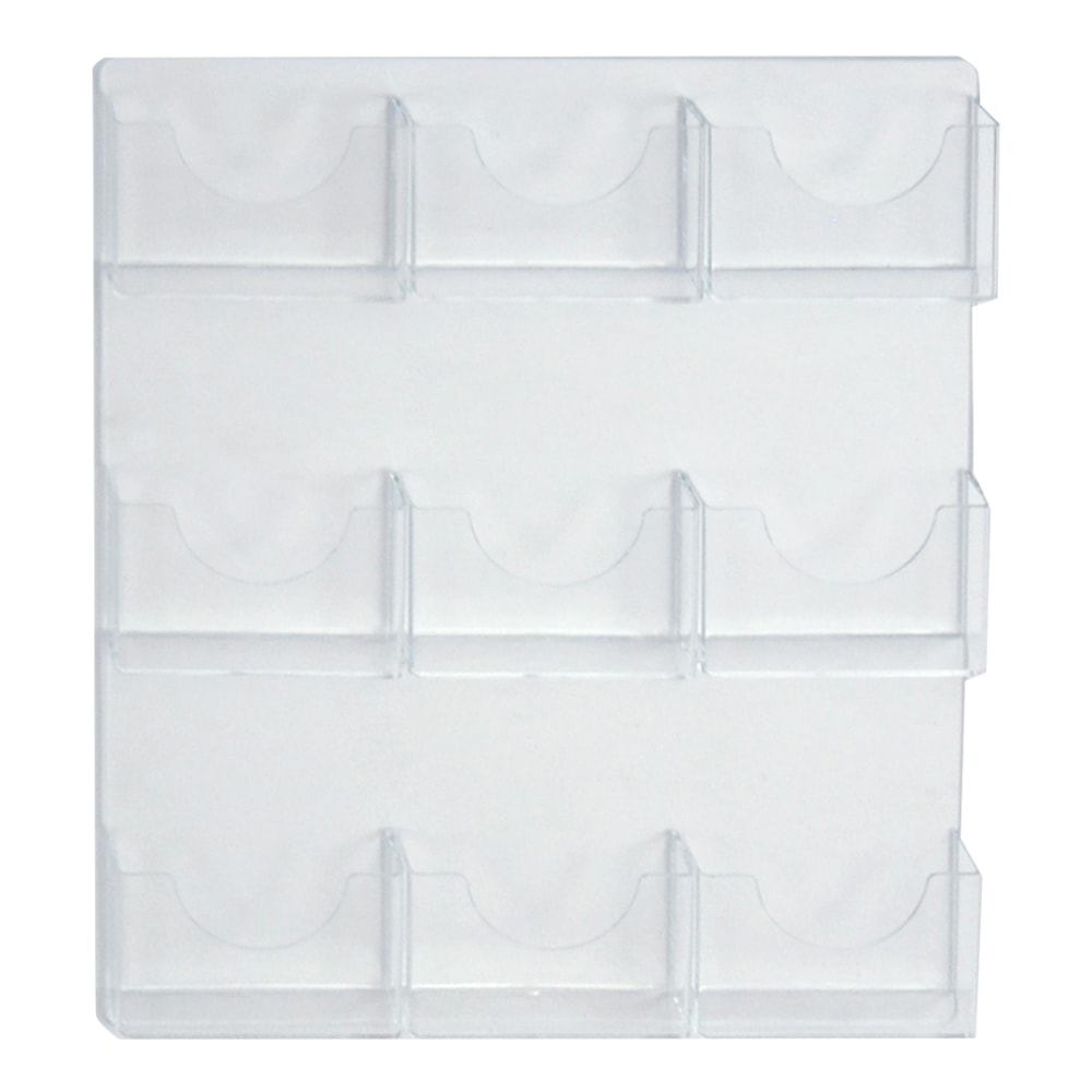 Azar Displays 9-Pocket Wall-Mount Bifold Brochure Holders, 24inH x 19-1/2inW x 1-3/4inD, Clear, Pack Of 2 Holders