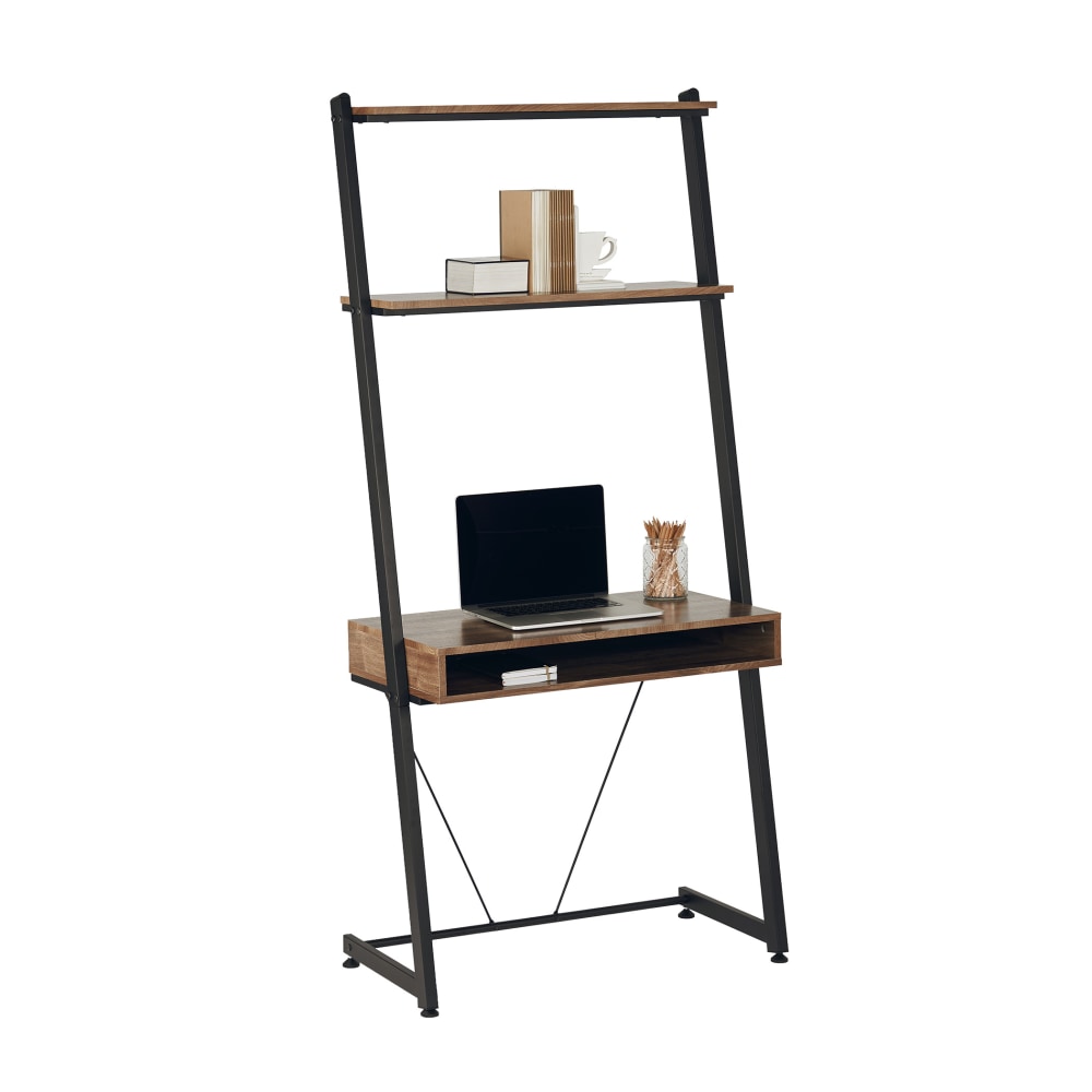 Realspace Belling 35inW Leaning Computer Desk, Modern Oak