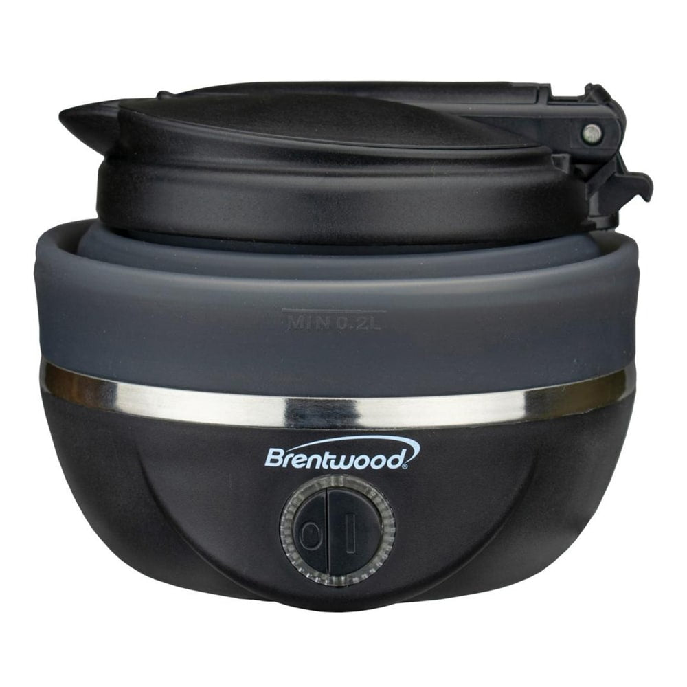 Brentwood Dual Voltage 3.3-Cup Collapsible Plastic Travel Kettle, Black