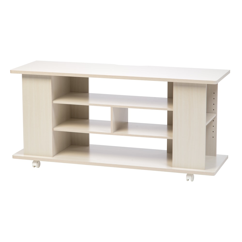 IRIS Large TV Stand With Wheels, 22-3/8inH x 46-7/8inW x 15-5/16inD, White