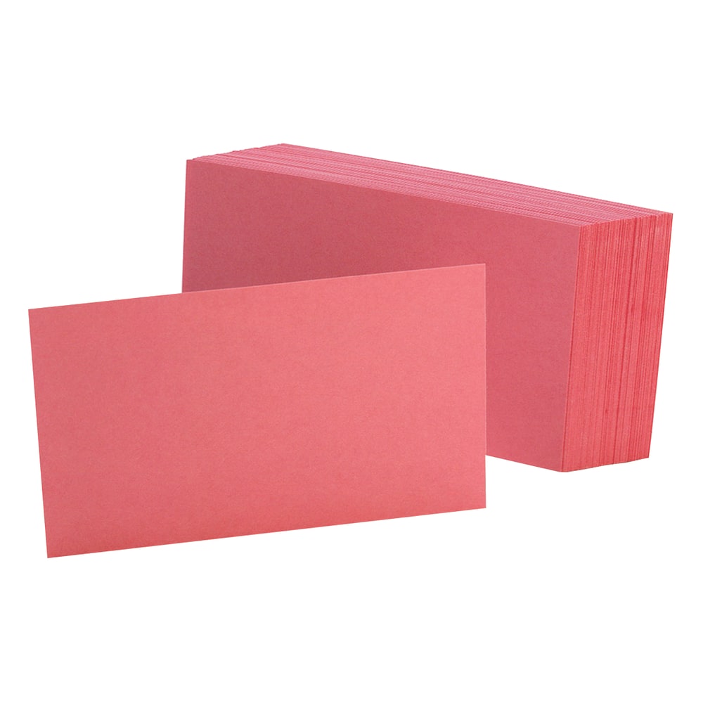 Oxford Color Index Cards, Unruled, 3in x 5in, Cherry, Pack Of 100