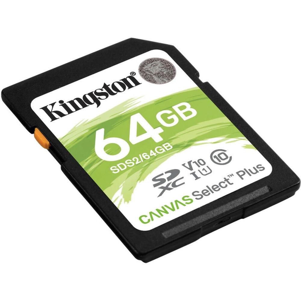 Kingston Canvas Select Plus SDS2 64 GB Class 10/UHS-I (U1) SDXC - 1 Pack - 100 MB/s Read - Lifetime Warranty