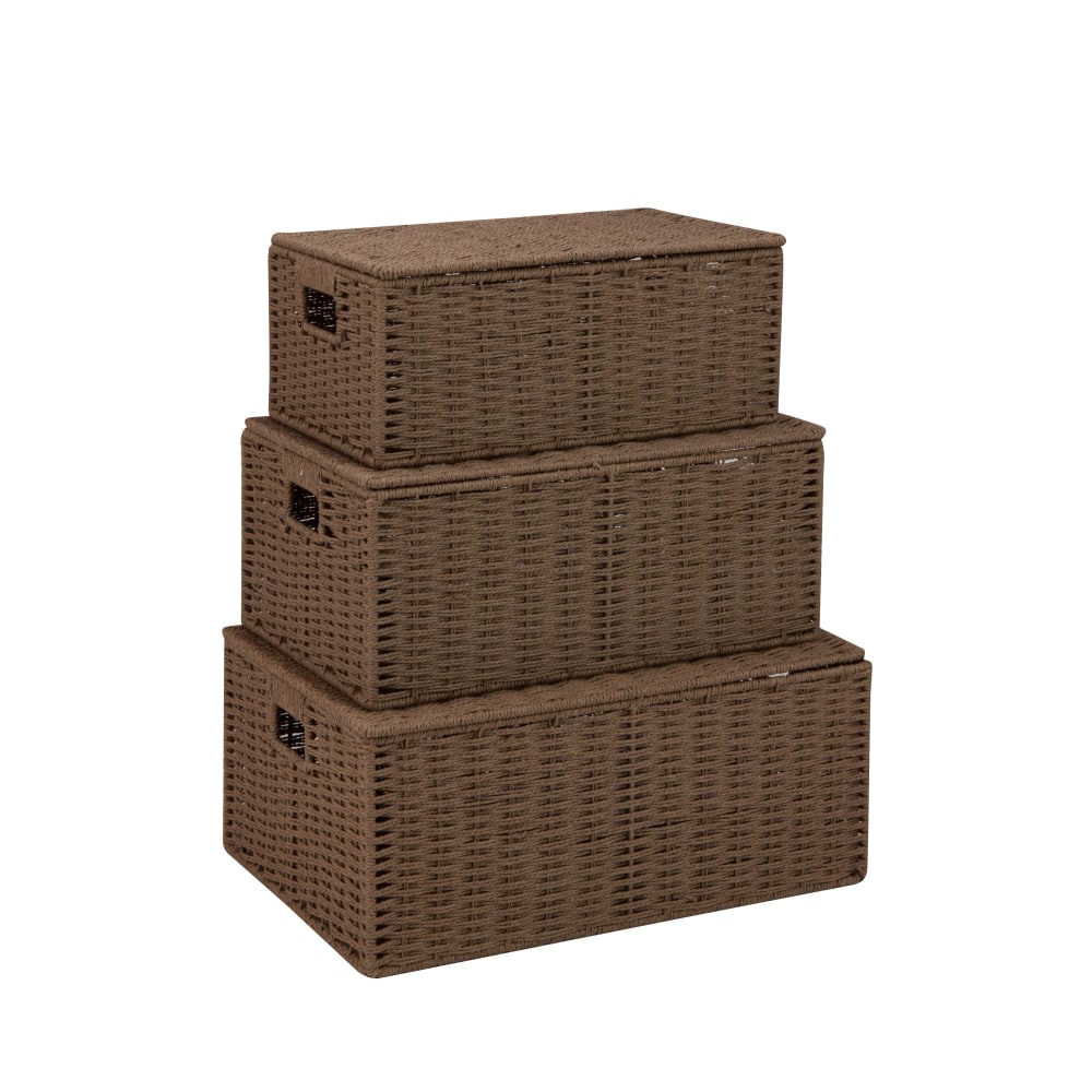 Honey-Can-Do Paper Rope Baskets, Medium Size, Taupe, Set Of 3