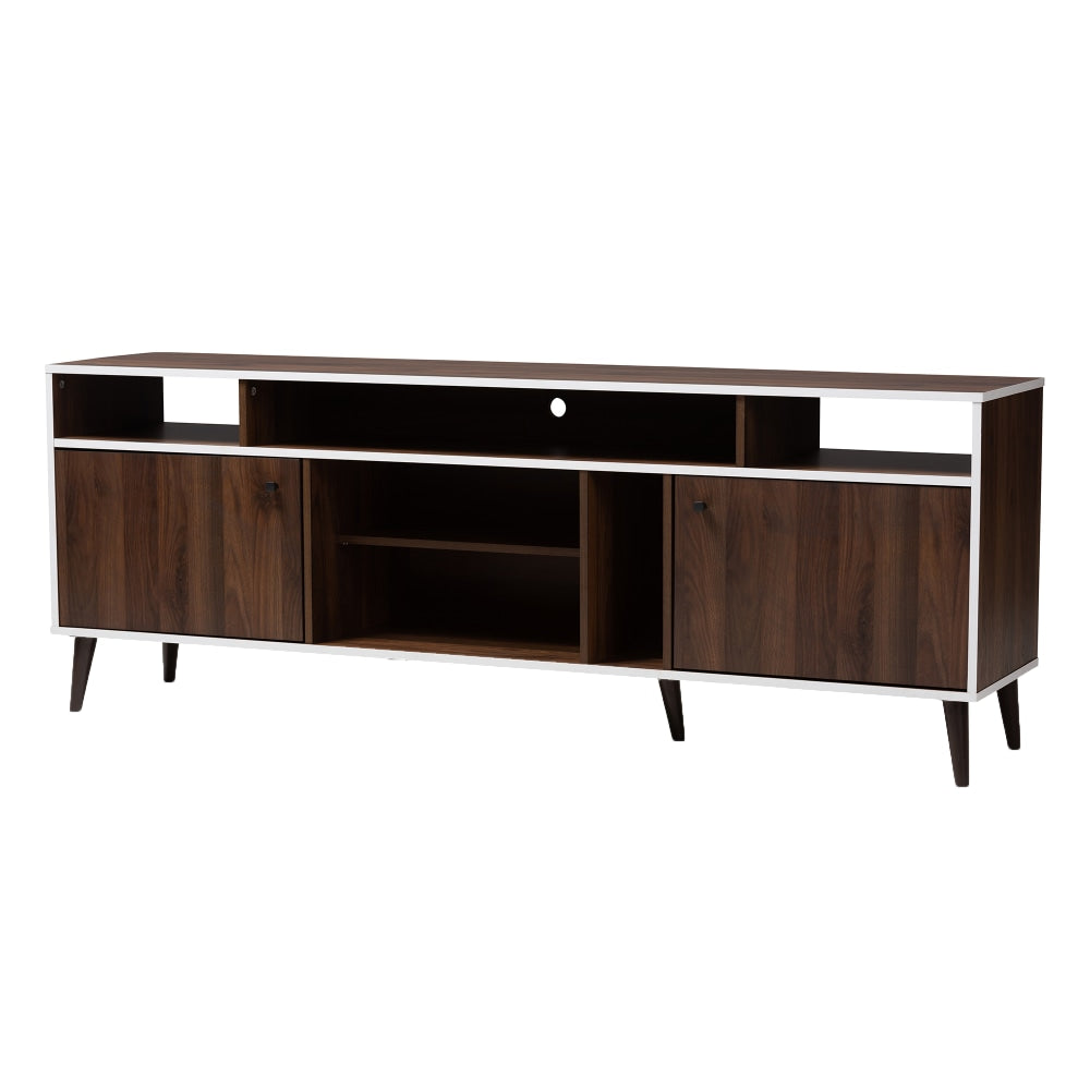 Baxton Studio 10-Shelf Entertainment Center, Walnut Brown/White