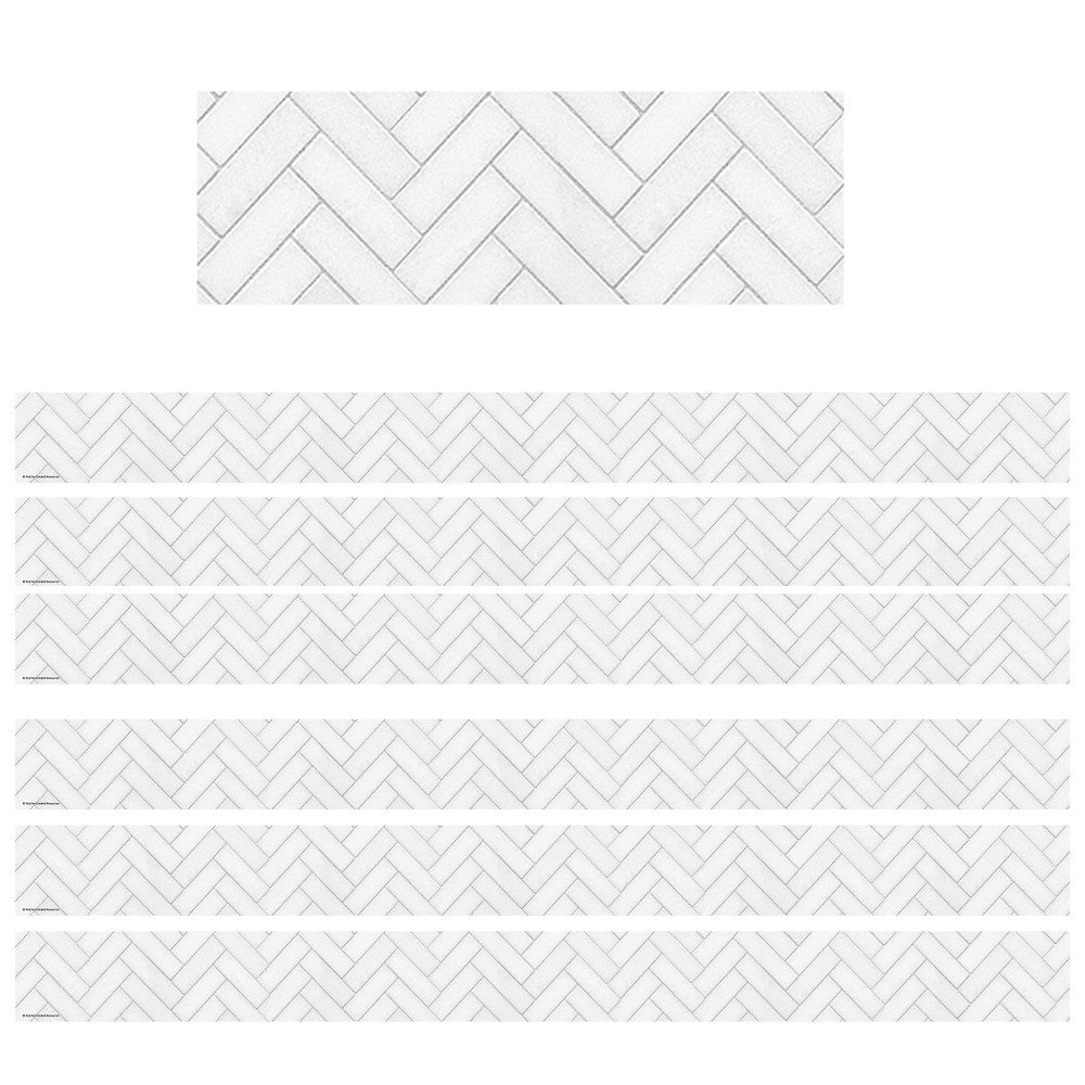 Teacher Created Resources Border Trim, Modern Farmhouse White Herringbone, 35', Set Of 6 Packs