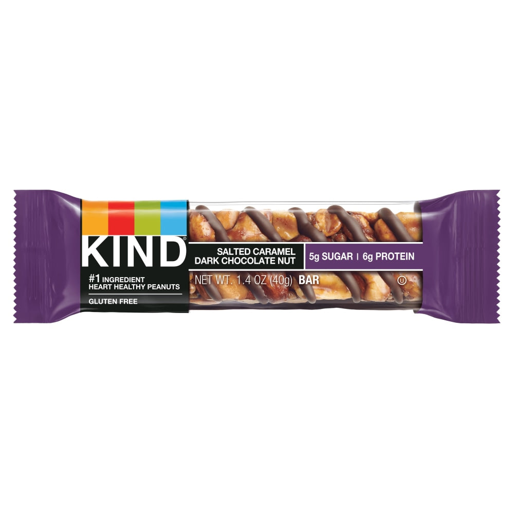 KIND Salted Caramel And Dark Chocolate Nut Bars, 1.4-Oz Bars, Box Of 12 Bars