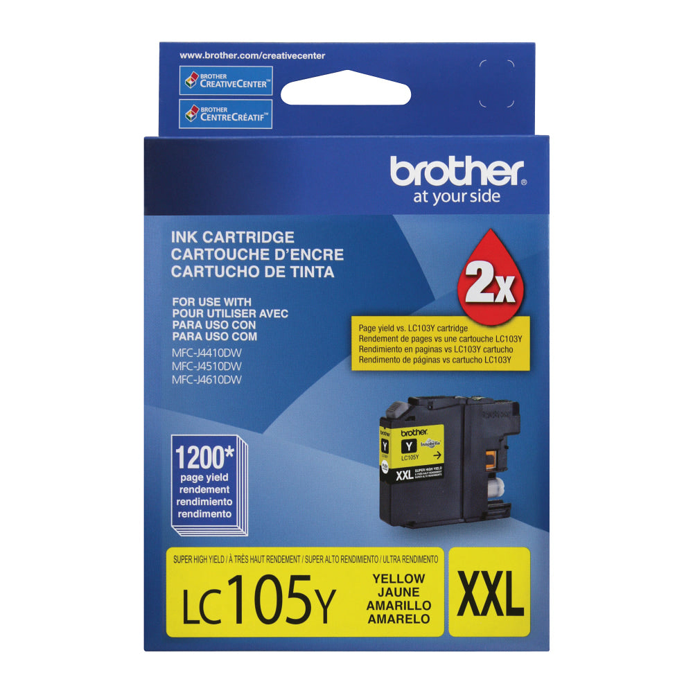 Brother LC105 Yellow High-Yield Ink Cartridge, LC105Y