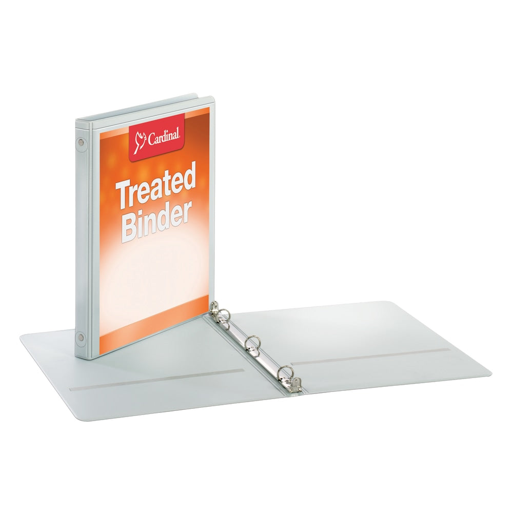 Cardinal Treated ClearVue Locking 3-Ring Binder, 5/8in Round Rings, 52% Recycled, White