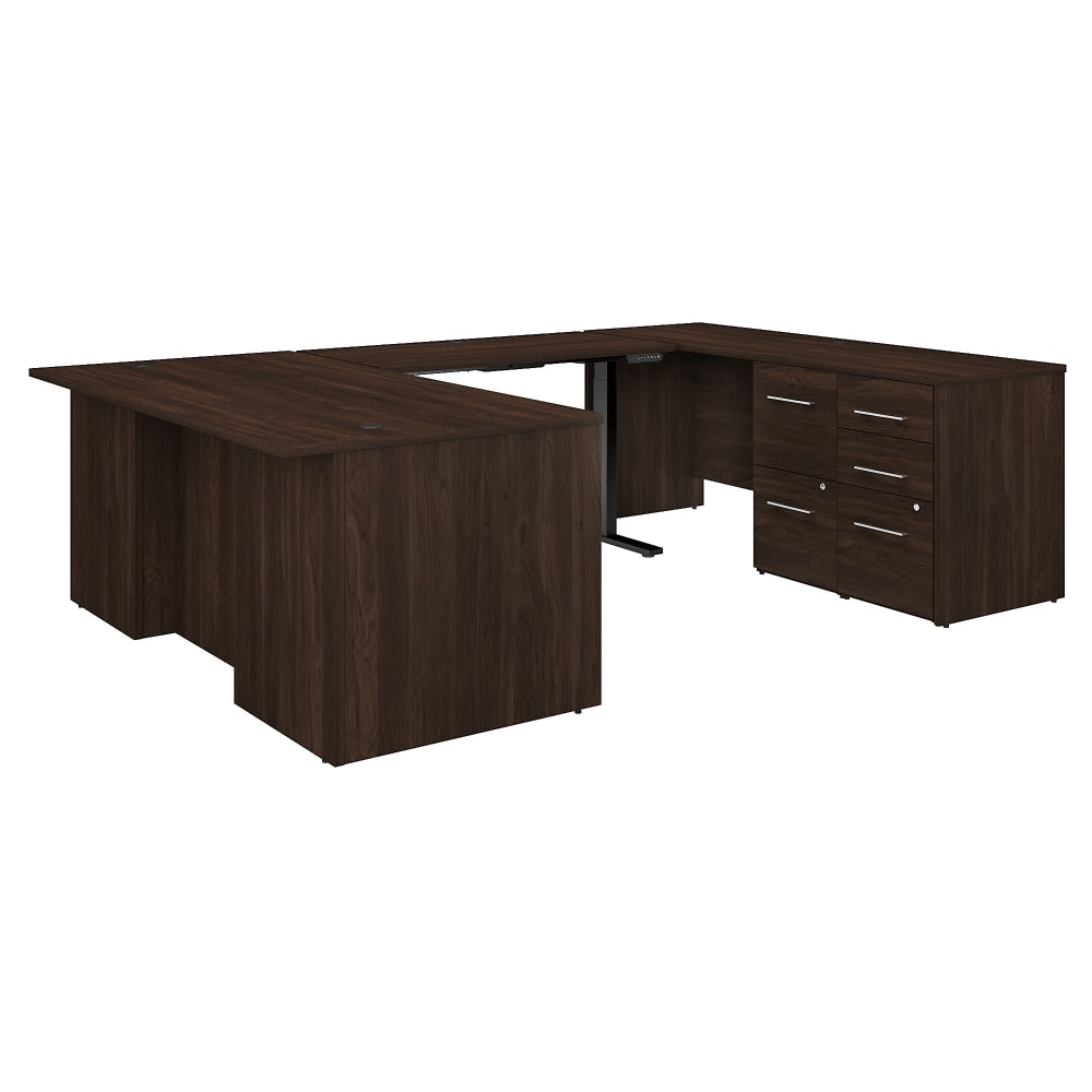 Bush Business Furniture Office 500 Electric Height-Adjustable U-Shaped Executive Desk With Drawers, 72inW, Black Walnut, Standard Delivery