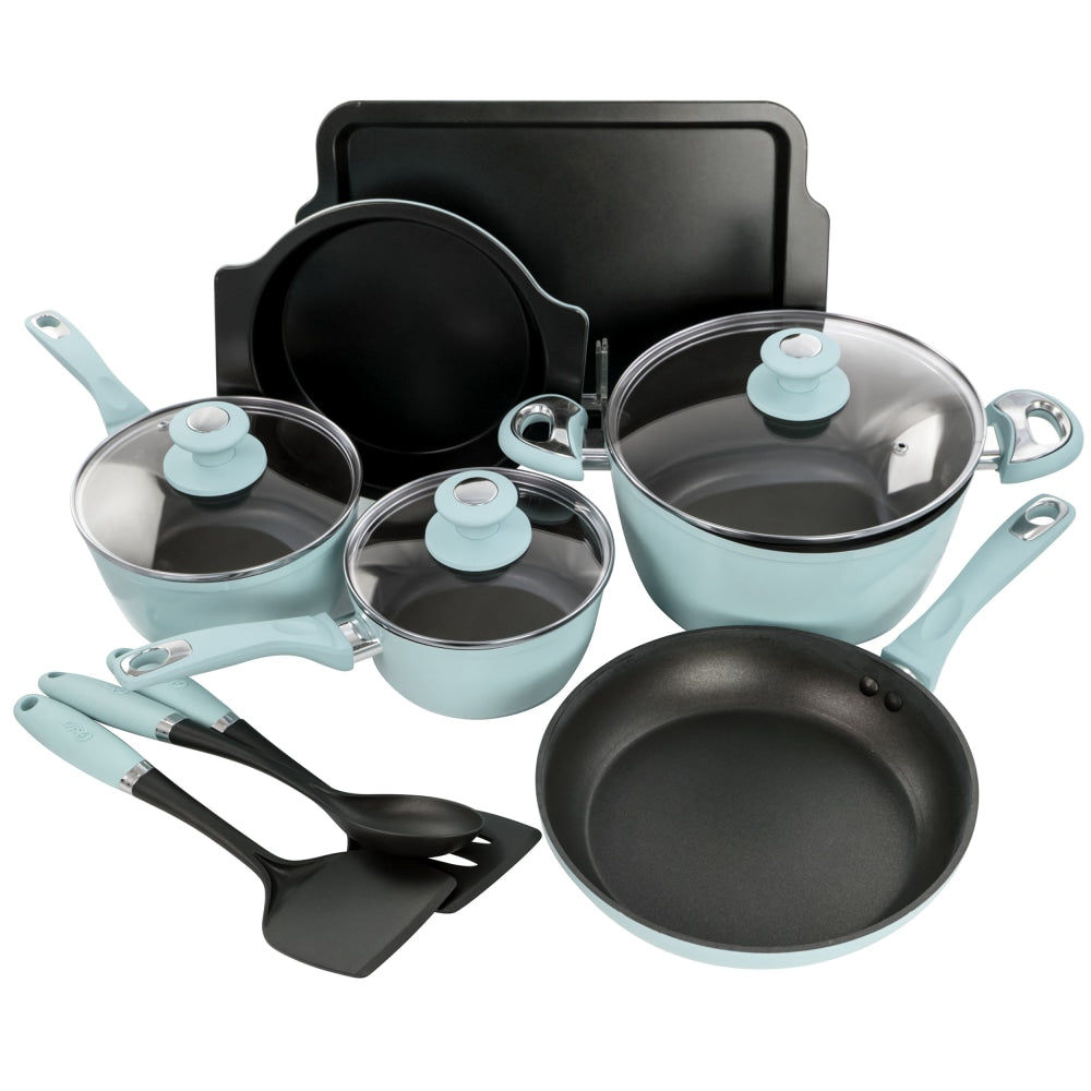 Oster Lynhurst 12-Piece Aluminum Cookware Set, Blue