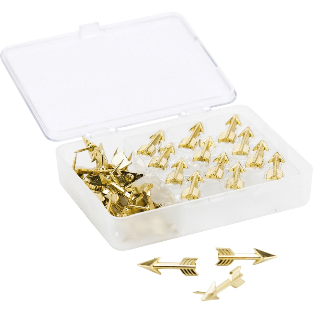 U Brands Metal Arrow Push Pins, Gold, 36-Count (3083U06-24) - 0.38in Shank - 0.88in Head - 36 / Pack - Gold - Steel, Metal, Plastic