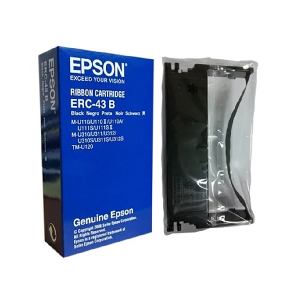 Epson ERC-43B Thermal Transfer Ribbon Cartridge - Black - 1 Pack - 6000000 Characters