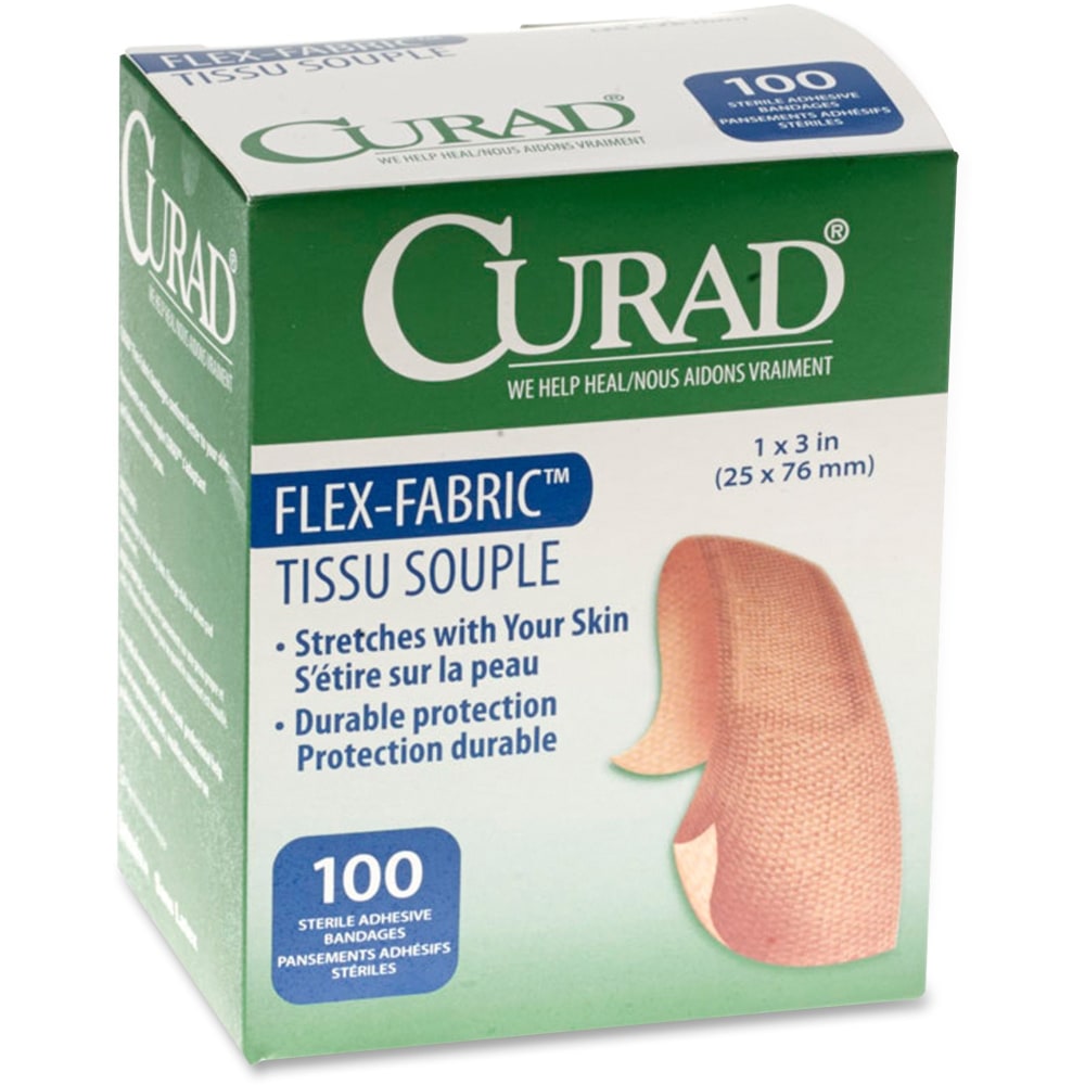 Medline Adhesive Flex Fabric Bandages, 1in x 3in, Box Of 100