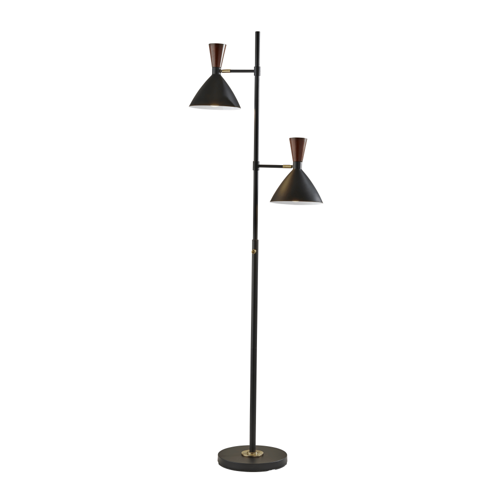 Adesso Arlo 2-Light Tree Lamp, 67-1/4inH, Black And Walnut Shade/Black Base