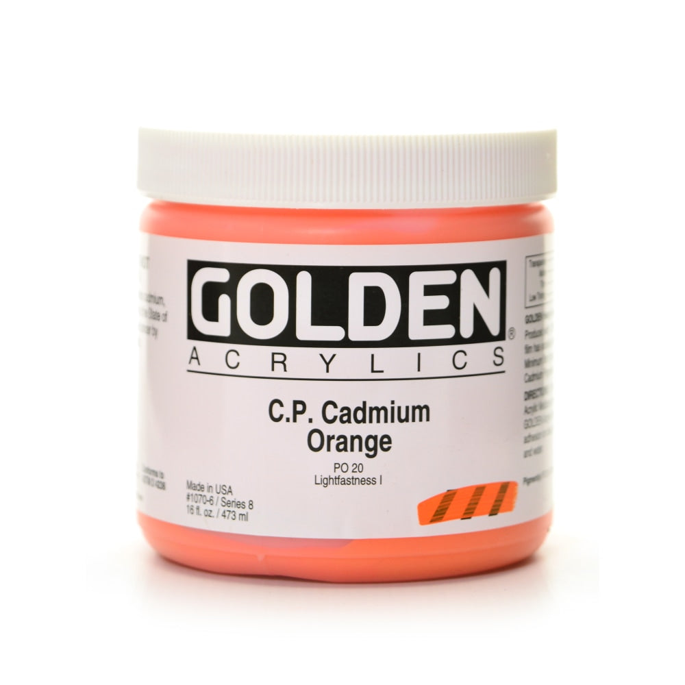 Golden Heavy Body Acrylic Paint, 16 Oz, Cadmium Orange (CP)