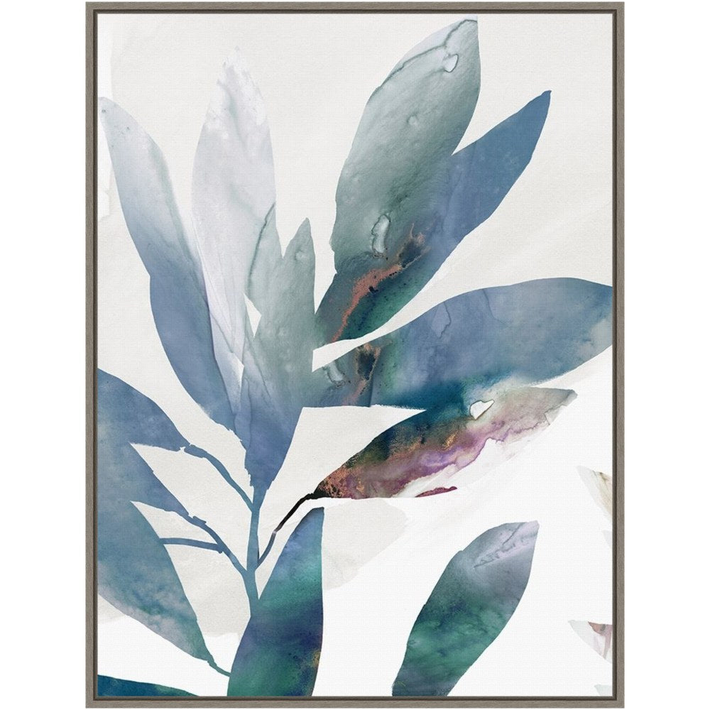 Amanti Art Indigo Sprig I by Isabelle Z Framed Canvas Wall Art Print, 23in x 30in, Graywash