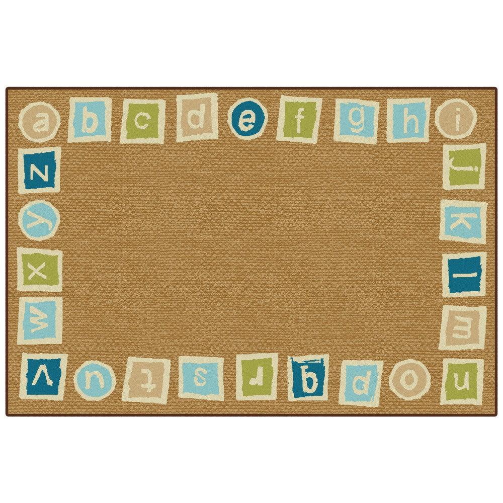 Carpets for Kids KID$Value PLUS Alphabet Blocks Border Activity Rug, 6ft x 9ft , Brown