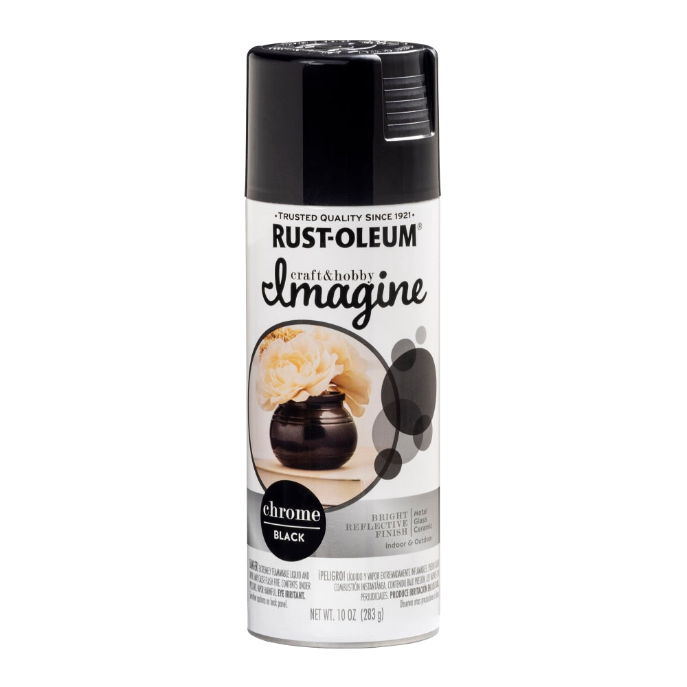 Rust-Oleum Imagine Craft and Hobby Glitter Chrome Spray Paint, 10 Oz, Black, Pack Of 4 Cans