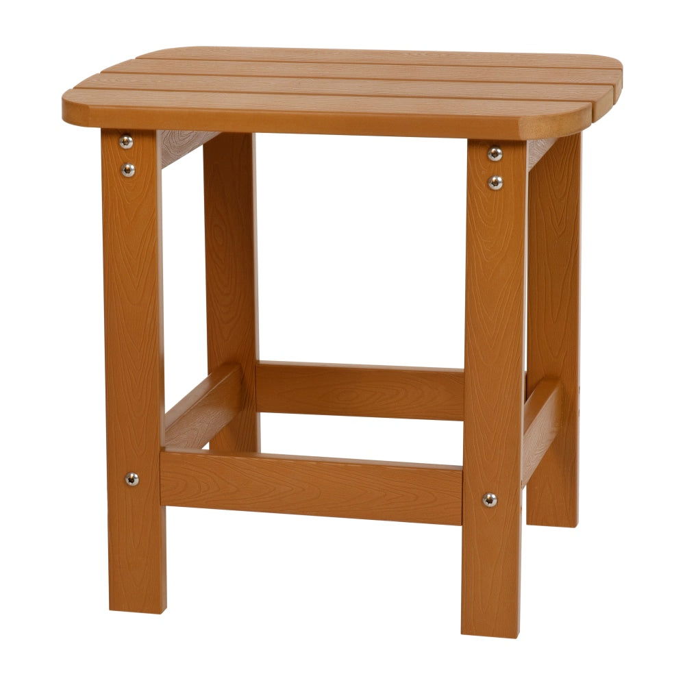 Flash Furniture Charlestown All-Weather Adirondack Side Table, 18-1/4inH x 18-3/4inW x 15inD, Teak