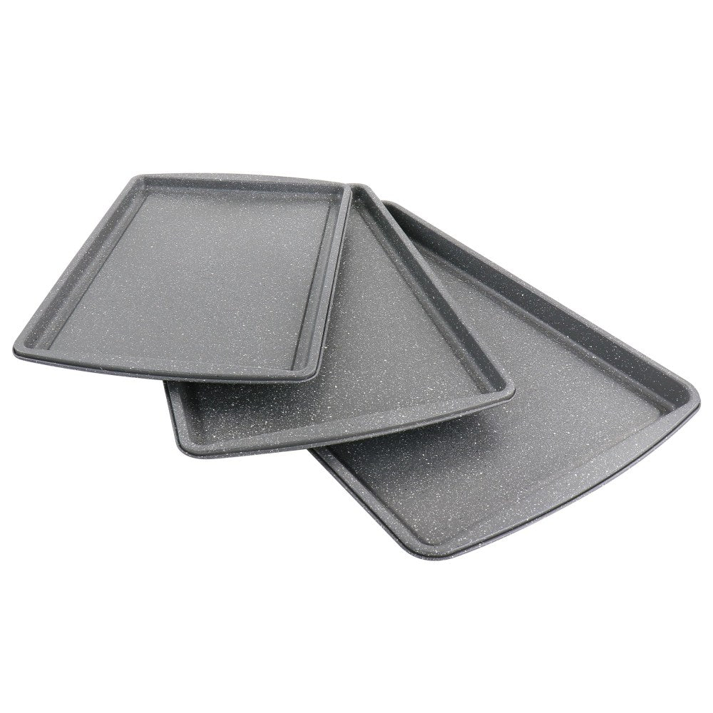 Oster 3-Piece Carbon Steel Non-Stick Cookie Sheet Set, Gray