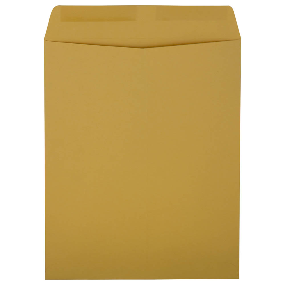 JAM Paper Open-End Envelopes, 11-1/2 x 14-1/2, Gummed Seal, Brown Kraft, Pack Of 100 Envelopes