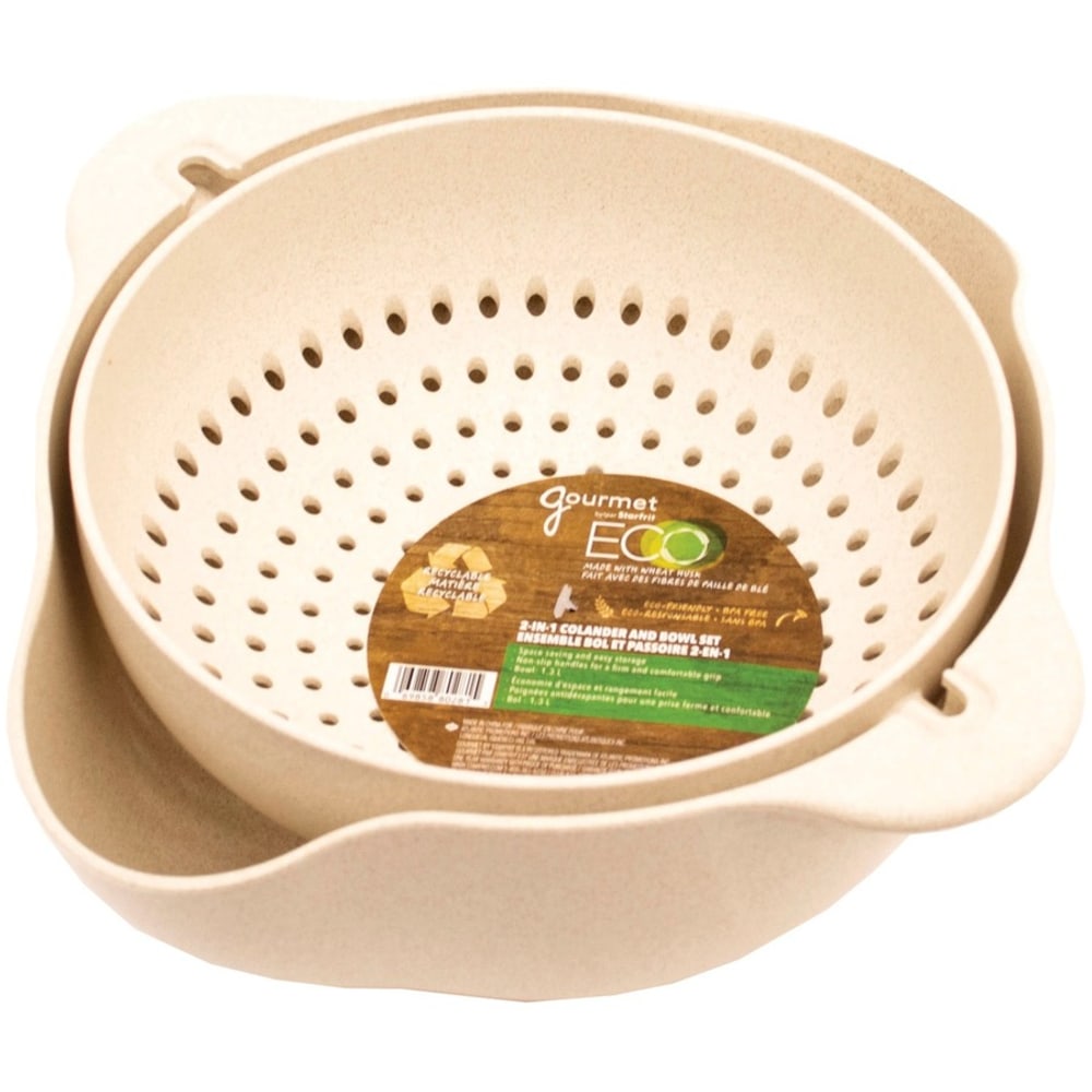 Starfrit ECO by Gourmet - Small Colander & Bowl - White - Wheat Husk Body