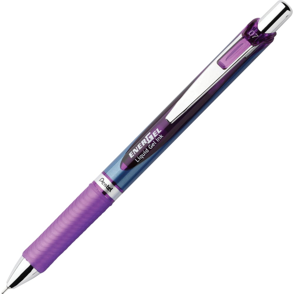 Pentel EnerGel RTX Liquid Gel Pens, Pack Of 12, Medium Point, 0.7 mm, Blue Barrel, Violet Ink