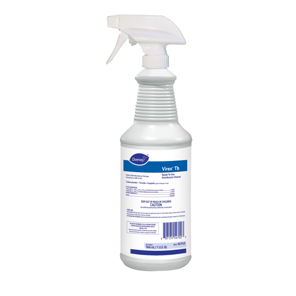 Diversey Virex TB Disinfectant Cleaner, Lemon, 32 Oz, Case Of 12