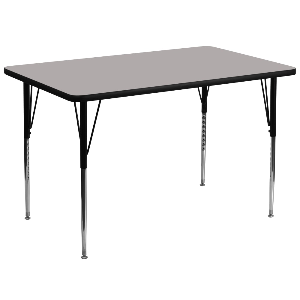 Flash Furniture Rectangular HP Laminate Activity Table With Standard Height-Adjustable Legs, 30-1/4inH x 36inW x 72inD, Gray