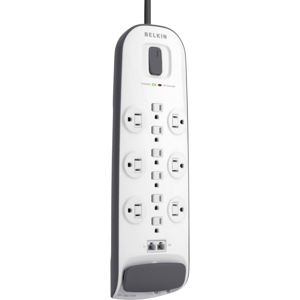 Belkin 12-outlet Surge Protector with 8 ft Power Cord with Cable/Satellite Protection - 12 x AC Power - 1875 VA - 3996 J - 125 V AC Input - Cable TV/Satellite, Phone - 8 ft - External