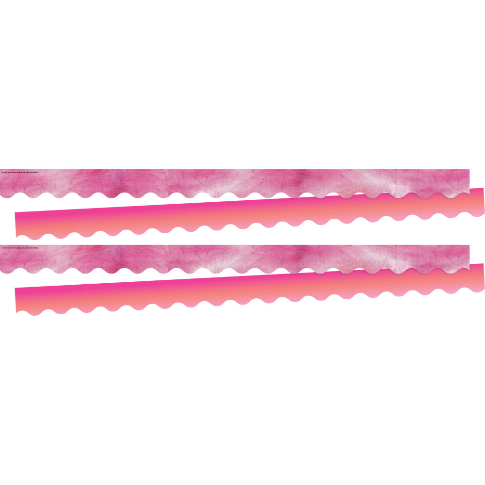 Barker Creek Double-Sided Scalloped-Edge Border Strips, Pink Tie-Dye/Ombre, 2-1/4in x 36in, Set Of 26 Strips