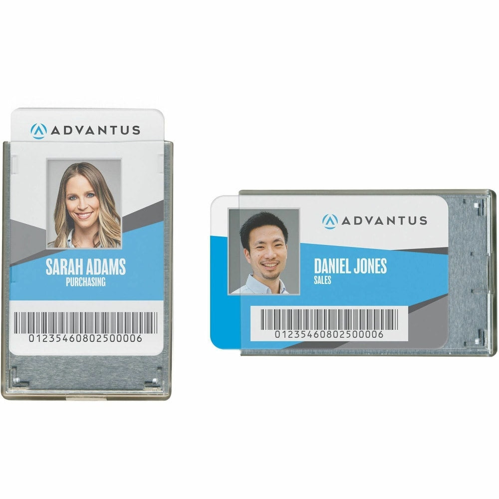 Advantus RFID Blocking Badge Holder - Support 3.38in x 2.13in Media - Vertical, Horizontal - Vinyl - 20 / Pack - Clear - Removable