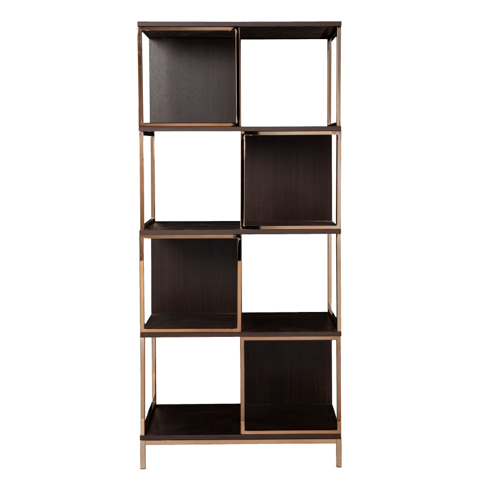 SEI Furniture Dunleer 72inH 4-Shelf Modern Etagere, Dark Brown/Champagne