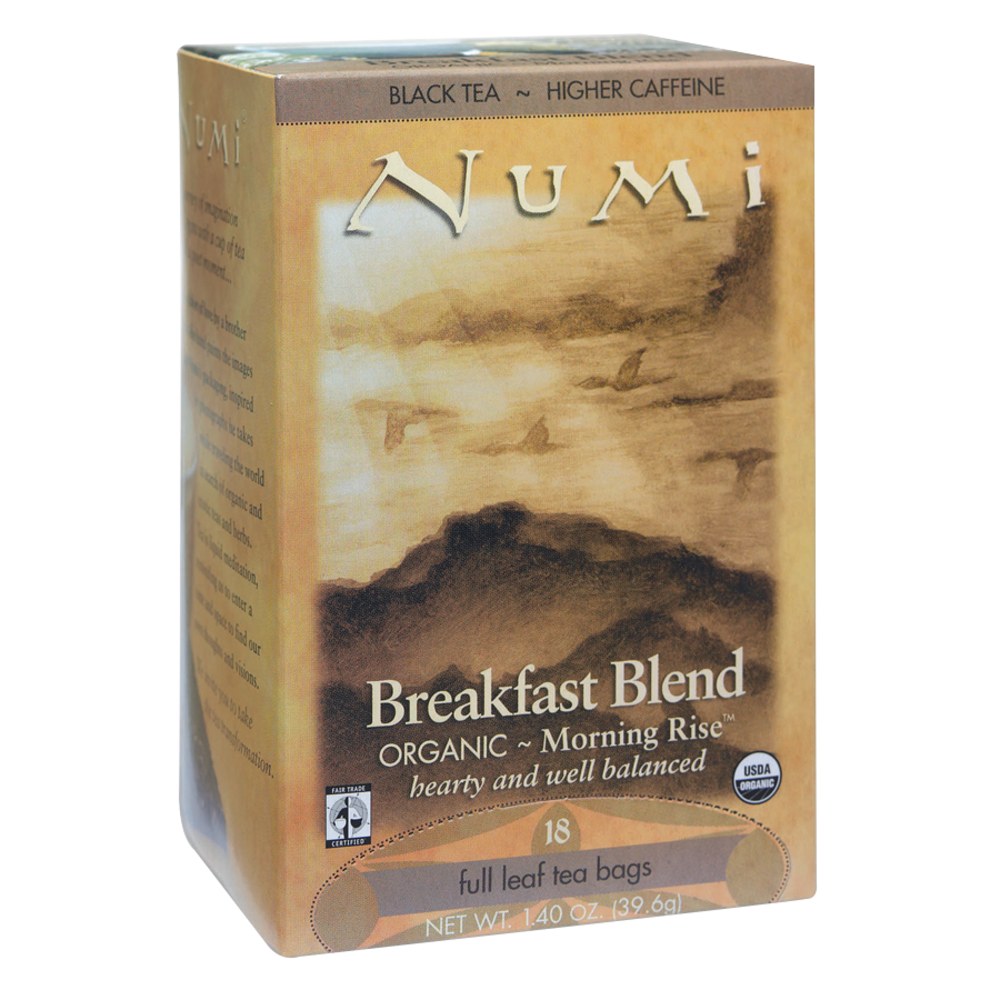 Numi Organic Breakfast Blend Black Tea, Box Of 18