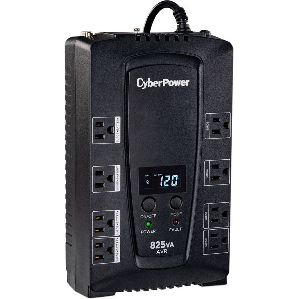 CyberPower CP825AVRLCD-G 8-Outlet Uninterruptible Power Supply, 825VA/450 Watts