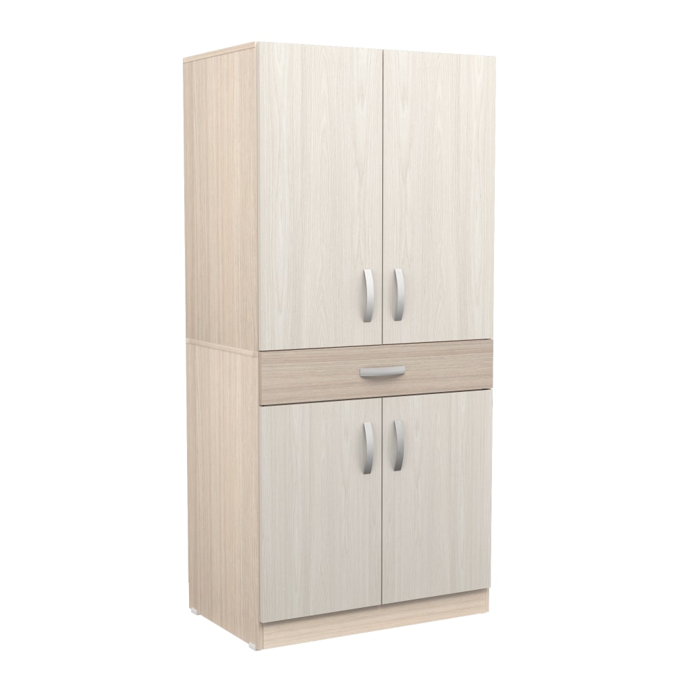 Inval Computer Armoire Cabinet Workstation, 67-5/16inH x 31-1/2inW x 18-5/8inD, Beech/Laricina White