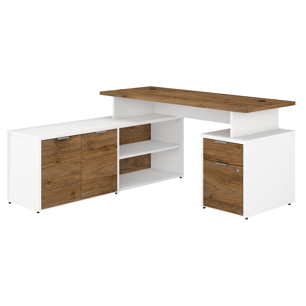 Bush Business Furniture Jamestown 60inW L-Shaped Corner Desk With Drawers, Fresh Walnut/White, Standard Delivery