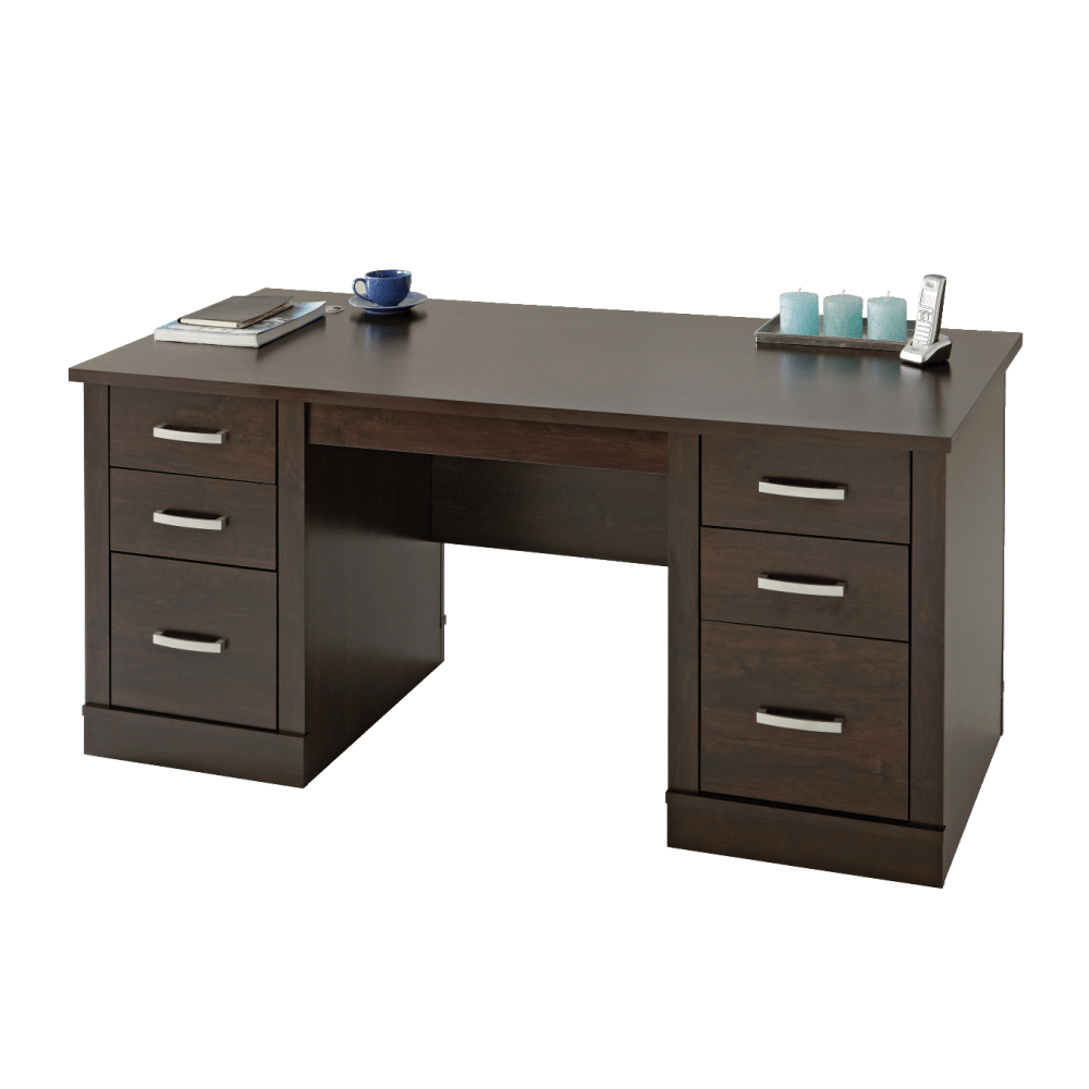 Sauder Office Port 66inW Executive Computer Desk, Dark Alder