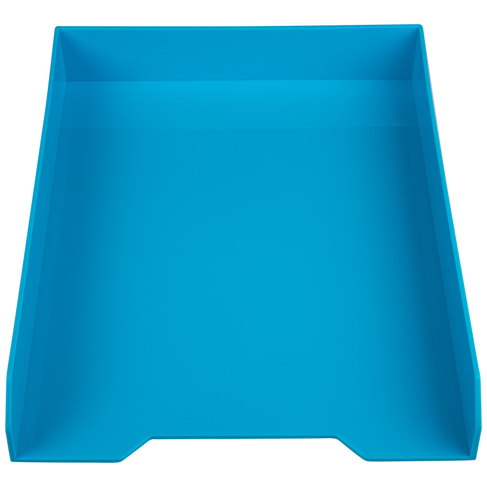 JAM Paper Stackable Paper Trays, 2inH x 9-3/4inW x 12-1/2inD, Blue, Pack Of 2 Trays