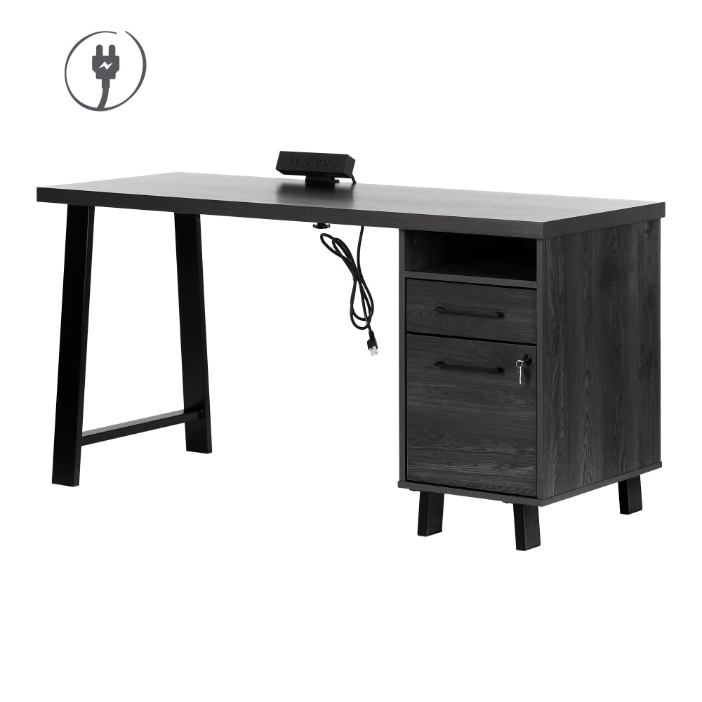 South Shore Kozack 60inW Computer Desk, Gray Oak