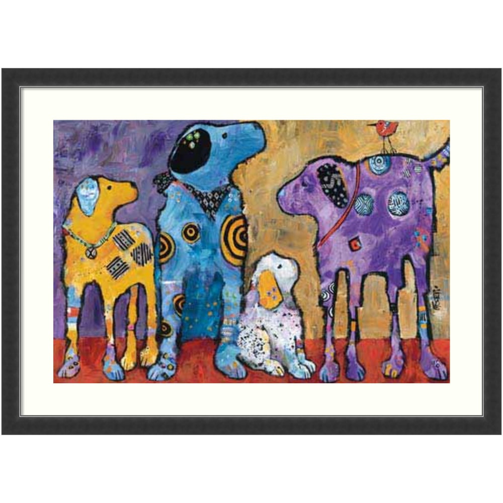 Amanti Art Cast of Characters: Dogs by Jenny Foster Wood Framed Wall Art Print, 33inH x 45inW, Black