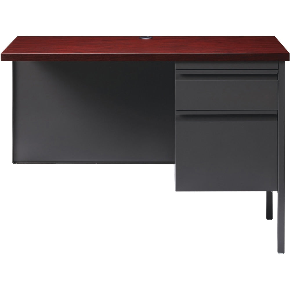 Lorell Fortress Series 42inW Steel Pedestal Return Desk, Right, Charcoal/Mahogany