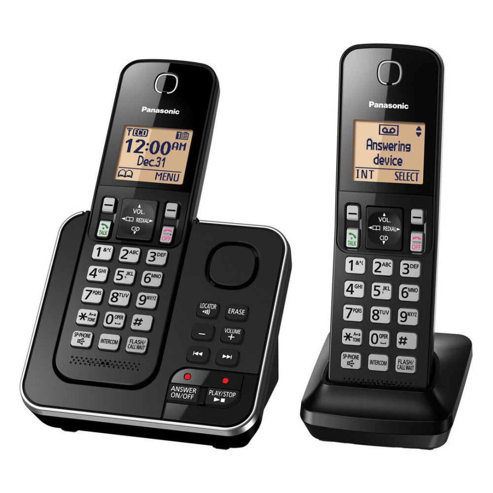 Panasonic DECT 6.0 Expandable Cordless Phone System With Answering Machine And 2 Handsets, KX-TGC362B