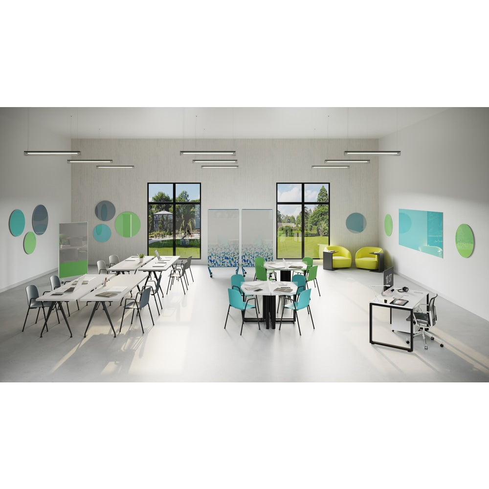 Ghent Coda Low-Profile Circular Magnetic Dry-Erase Glassboard, 48in, Green