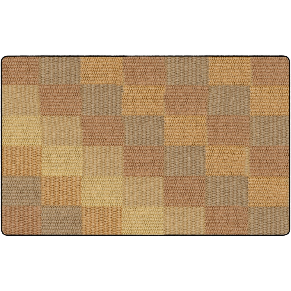 Flagship Carpets Basketweave Blocks Classroom Rug, 7 1/2ft x 12ft, Brown