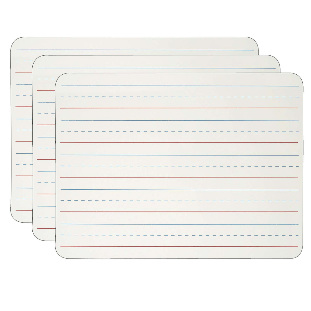 Charles Leonard Magnetic 2-Sided Dry-Erase Boards, 9in x 12in, White/Lined, Pack Of 3 Boards