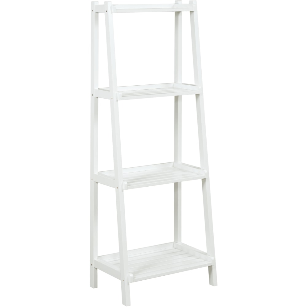 New Ridge Home Goods Dunnsville 60inH 4-Tier Leaning Ladder Bookcase, White