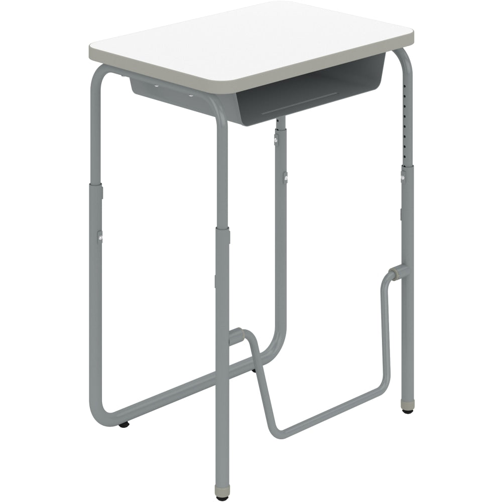 Safco AlphaBetter 2.0 Height-Adjustable Sit/Stand 28inW Student Desk With Book Box And Pendulum Bar, Dry Erase