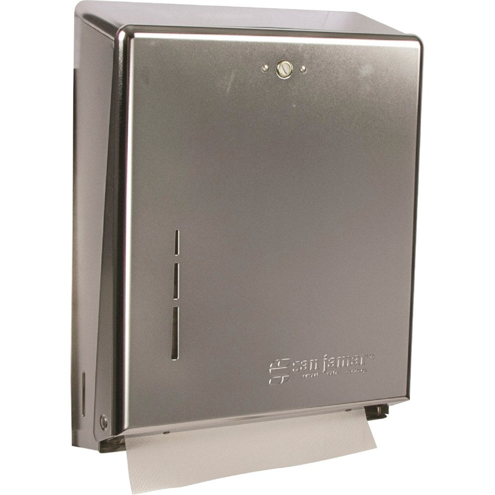 San Jamar C-Fold/Multifold Towel Dispenser, 14 3/4inH x 11 3/8inW x 4inD, Chrome