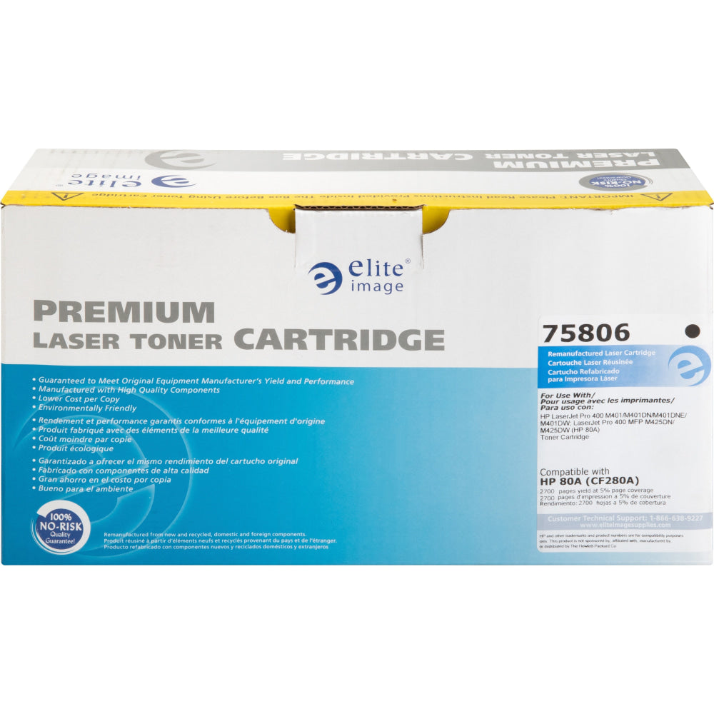 Elite Image Remanufactured Black Toner Cartridge Replacement For HP 80A, CF280A